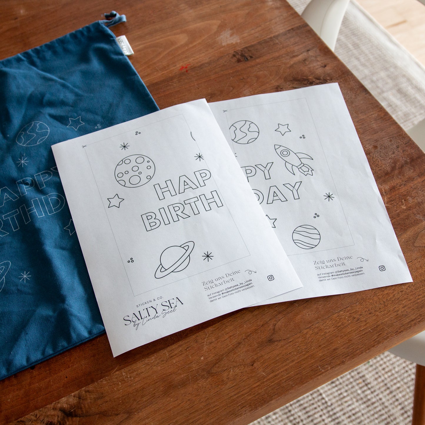 Digitale Stickvorlage (PDF) - HAPPY BIRTHDAY / WELTRAUM