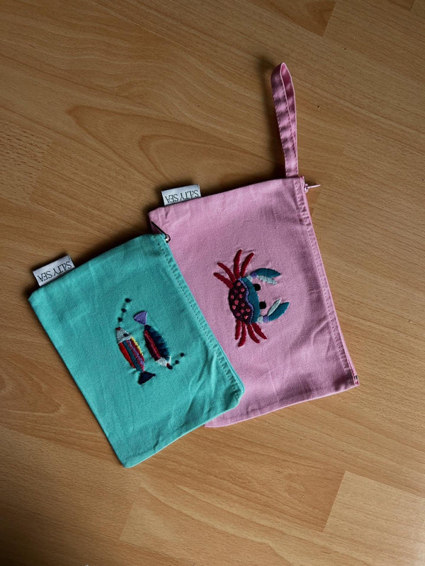 Sommer-Stickset Krabbe & Fische, gestickt von @maintragstil