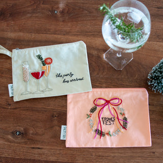 Weihnachtsstickset mit 2 Kosmetiktäschchen zum besticken für Weihnachten und Silvester 