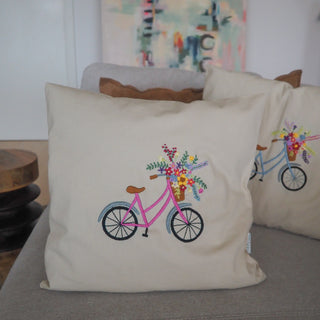 KISSENHÜLLE FAHRRAD MIT BLUMEN - SOMMER