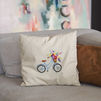 KISSENHÜLLE FAHRRAD MIT BLUMEN - SOMMER