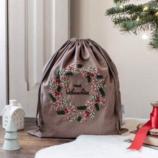 Nachhaltige Geschenkverpackung besticken Beutel Weihnachten Stickset für Anfänger 