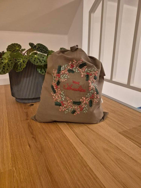 Beutel Weihnachten Rosa Pfeffer, gestickt von @janadachrodt
