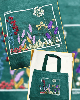 Tasche mit Stickmuster, gestickt von @lillyvan89