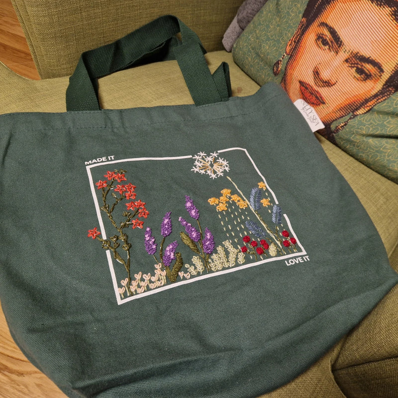 Tasche zum selbst sticken mit Blümchen