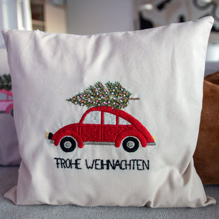 KISSENHÜLLE WEIHNACHTEN AUTO MIT BAUM - SALTYSEA