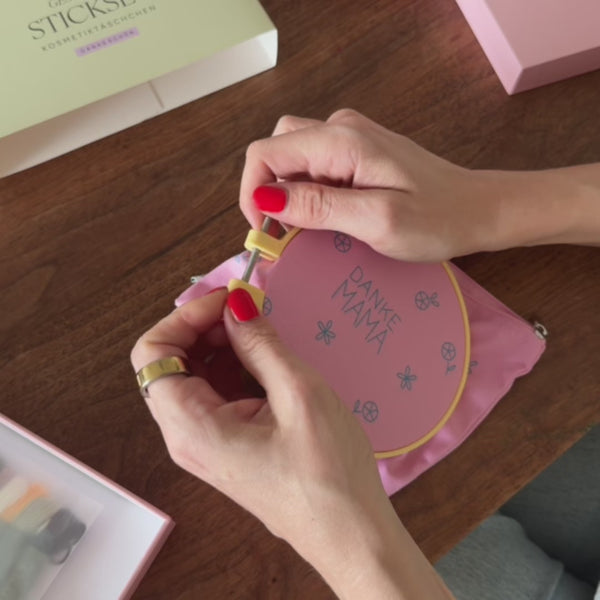 Anfängerstickset mit Rahmen, Garn und Nadel Tasche mit Blumen besticken
