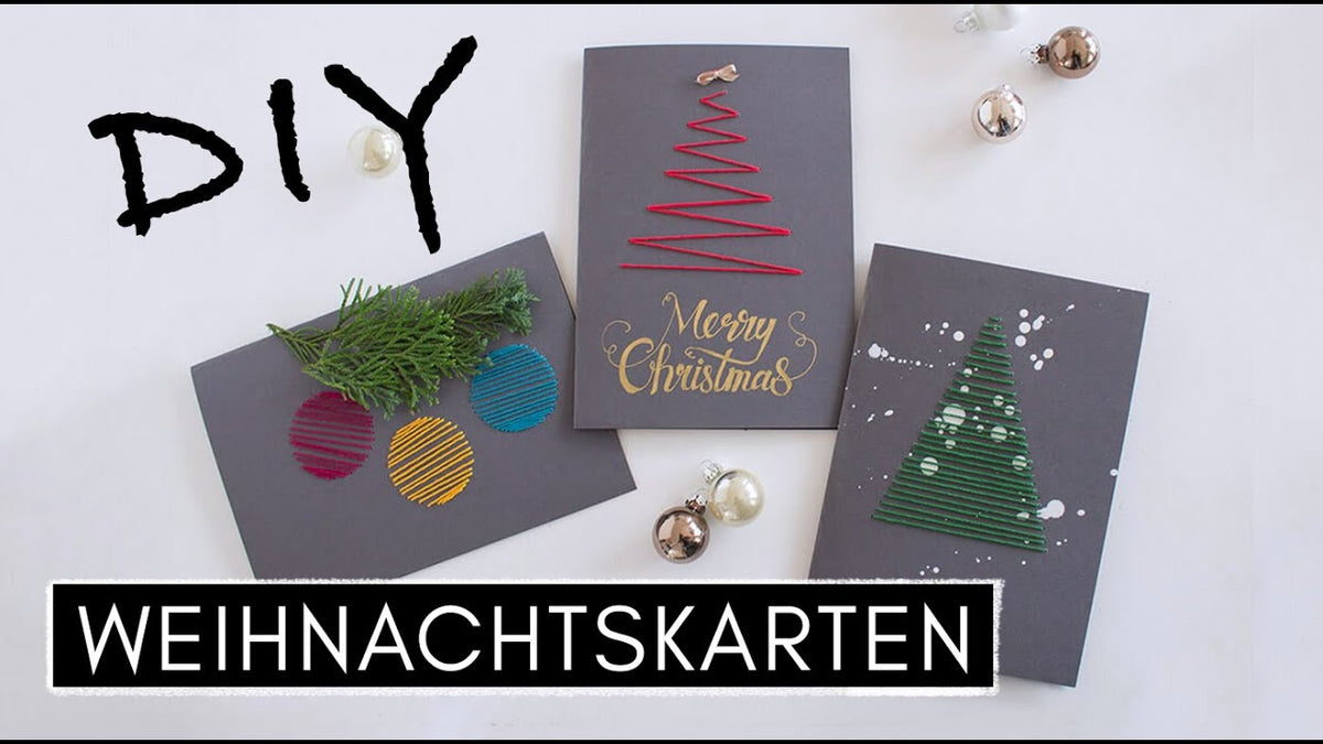 3 DIY Weihnachtskarten: Papier besticken, Stempeltechnik & Stoffreste
